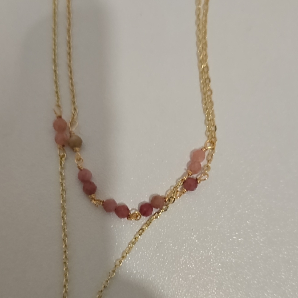 Stitch Fix Gold and Pink Layered Necklace - Picture 13 of 16